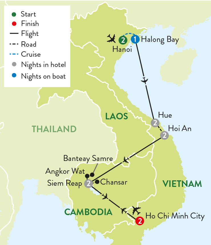 tourhub | Travelsphere | Invitation to Vietnam & the Temples of Angkor | Tour Map