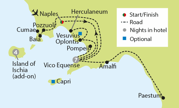 tourhub | Travelsphere | Pompeii, Paestum & Herculaneum with Island of Ischia Add-on | Tour Map