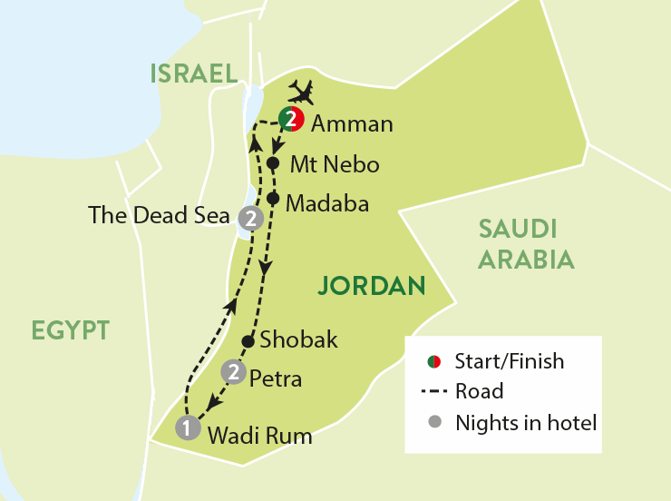 tourhub | Travelsphere | Jordan's Ancient Wonders at Christmas | Tour Map