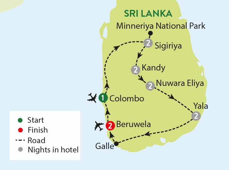 tourhub | Travelsphere | Highlights of Sri Lanka | Tour Map