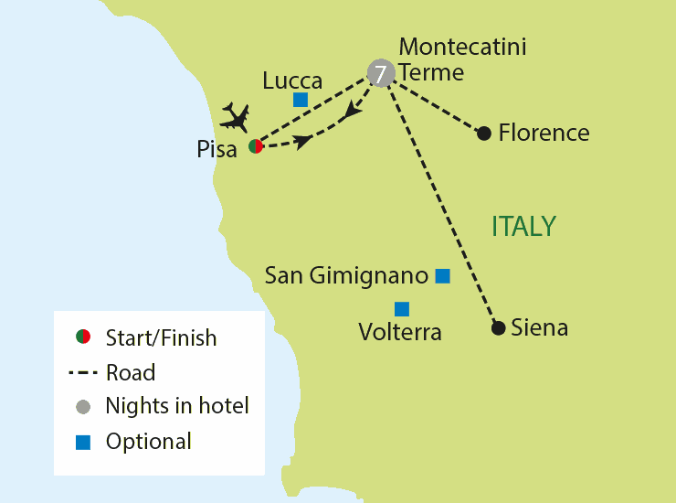 Highlights of Tuscany tour map