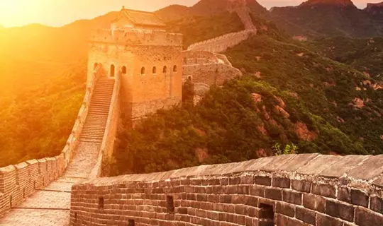 Sunset over the Great Wall in China