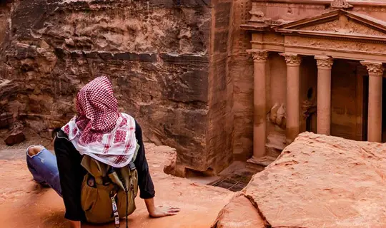 Solo traveller in Petra, Jordan