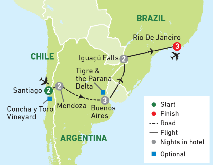 Chile, Argentina & Brazil - Rio Carnival dept. map
