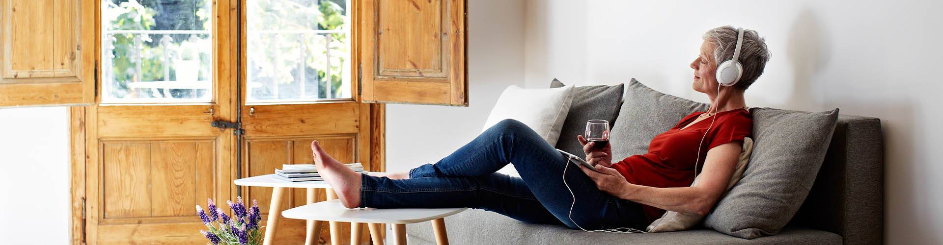 woman listening to music