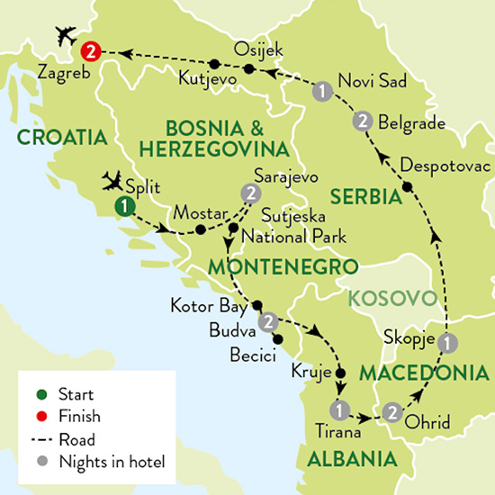 tourhub | Travelsphere | The Balkan Adventure | Tour Map