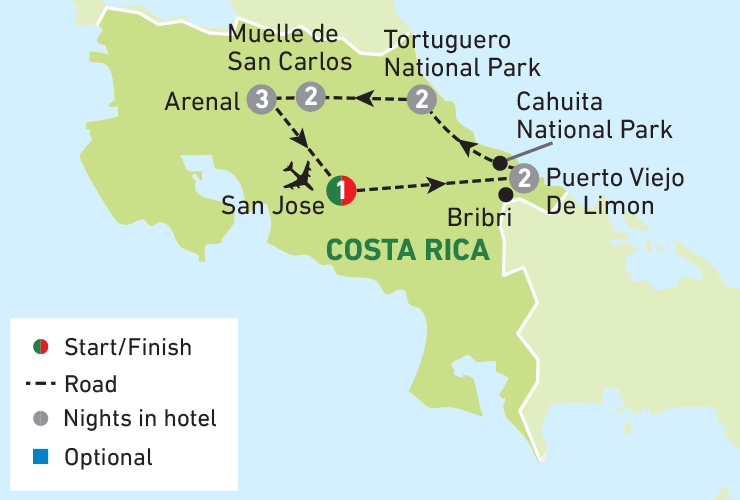 Real Costa Rica Tour Map
