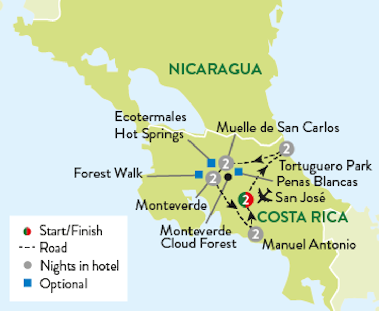 tourhub | Travelsphere | The Best of Costa Rica | Tour Map