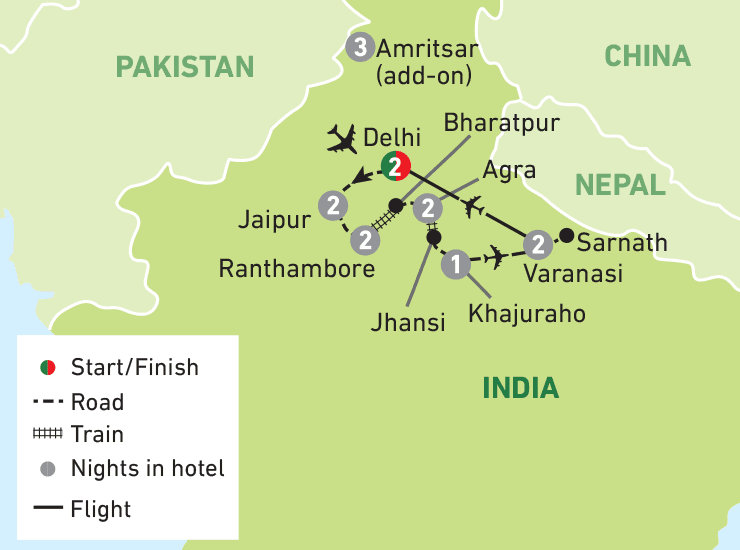 Spirit of India tour map