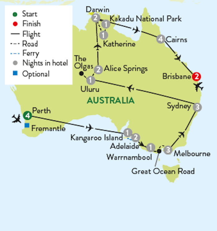 tourhub | Travelsphere | The Wonders of Australia | Tour Map