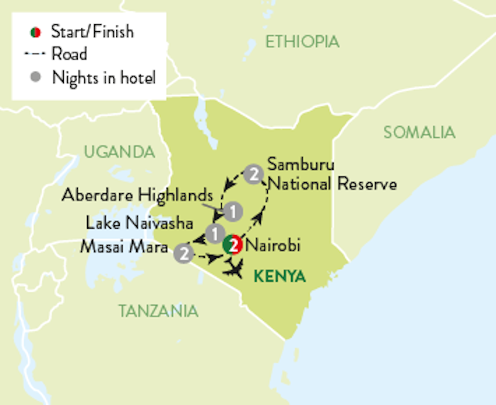tourhub | Travelsphere | Kenya: Safari and Savannah Sunsets | Tour Map