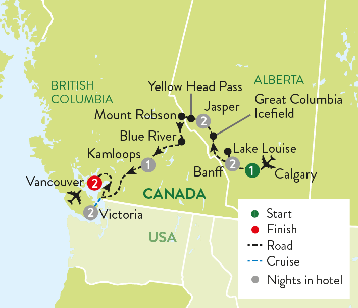 tourhub | Travelsphere | Spectacular Rockies & Vancouver | Tour Map