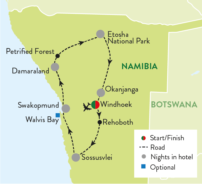 tourhub | Travelsphere | A Namibian Adventure | Tour Map