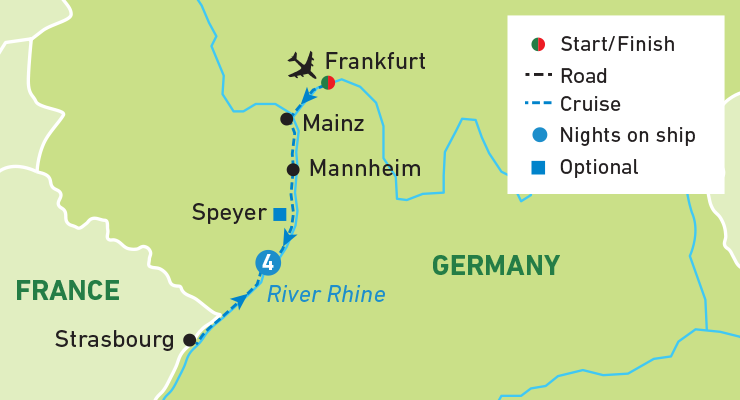 Cruising the Rhine for Singles - Cruise Map