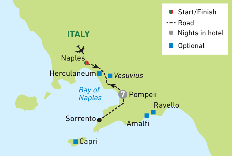 Pompeii, Sorrento & Bay of Naples Tour Map