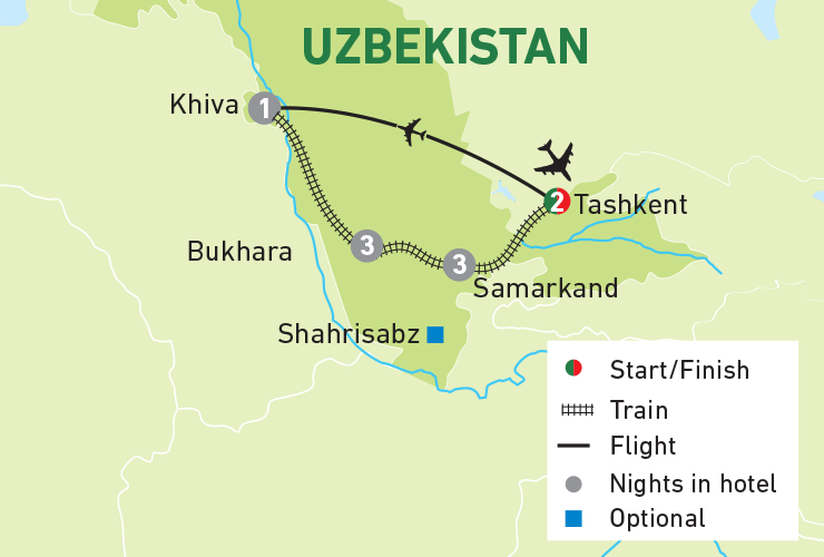 uzbekistan tour map
