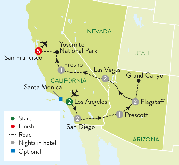 tourhub | Travelsphere | Best of the West with San Francisco Add-on | Tour Map