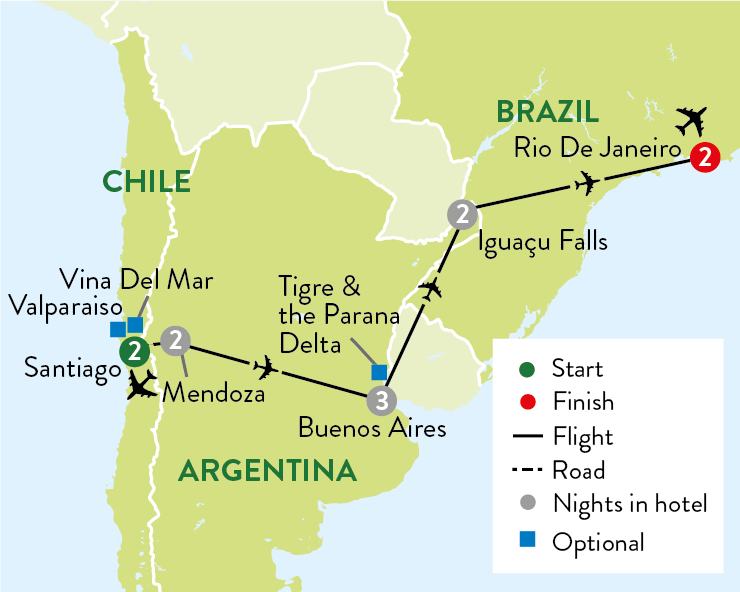 tourhub | Travelsphere | Chile, Argentina & Brazil | Tour Map