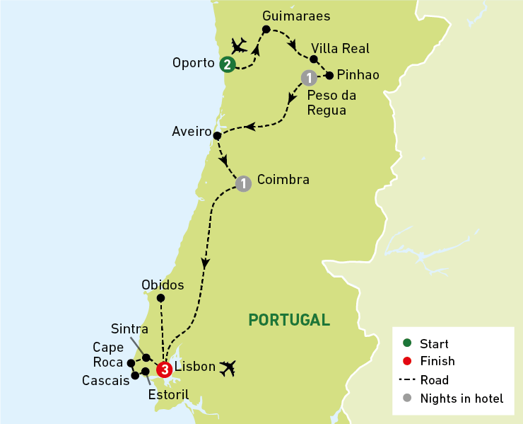 Picturesque Portugal 2023 tour map