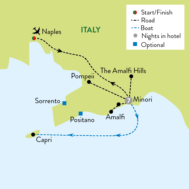 tourhub | Travelsphere | Amalfi Coast, Pompeii & Capri | Tour Map