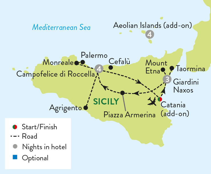 tourhub | Travelsphere | The Best of Sicily with Aeolian Islands Add-on | Tour Map