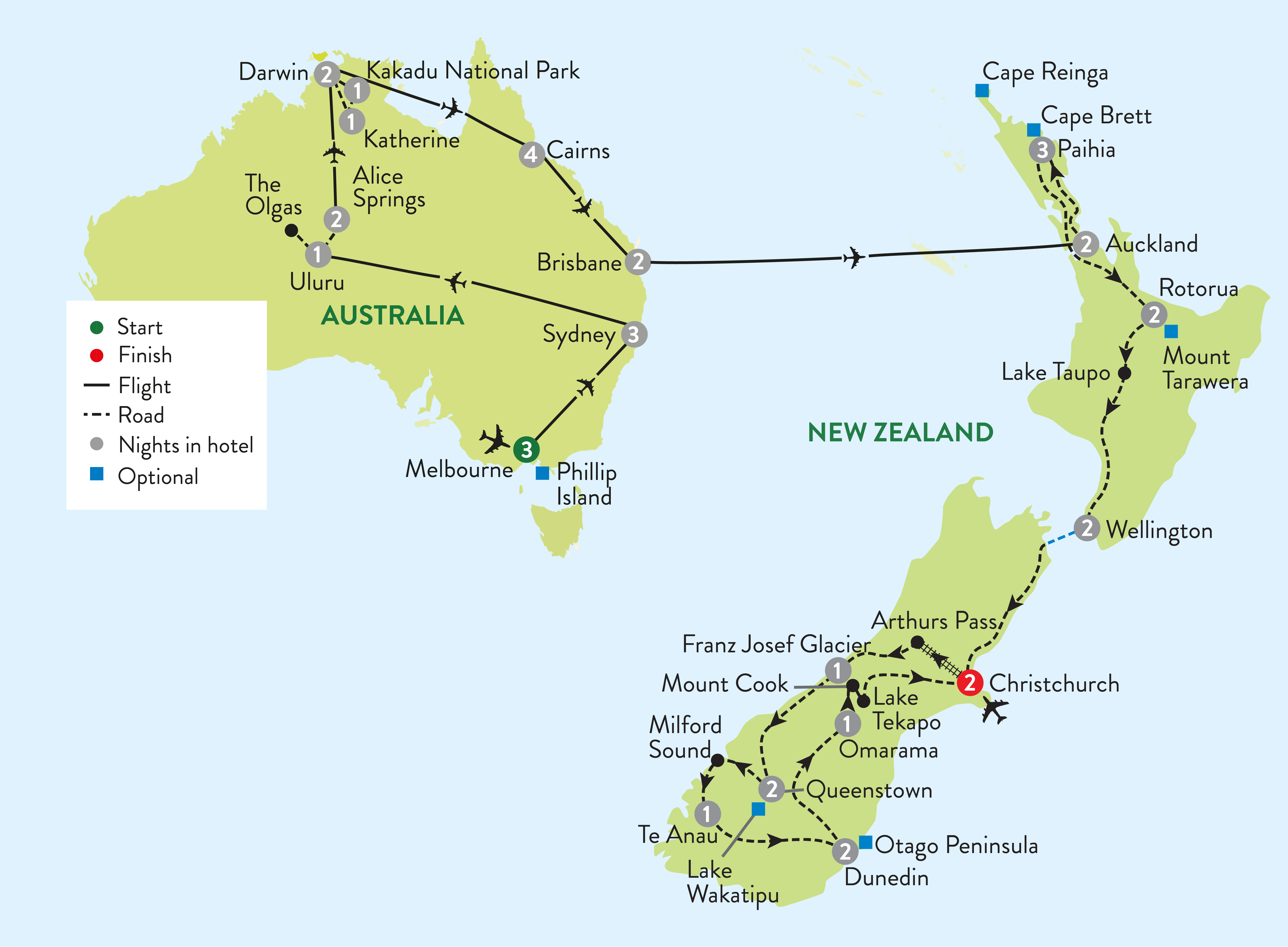 tourhub | Travelsphere | Highlights of Australia with New Zealand Add-on | Tour Map