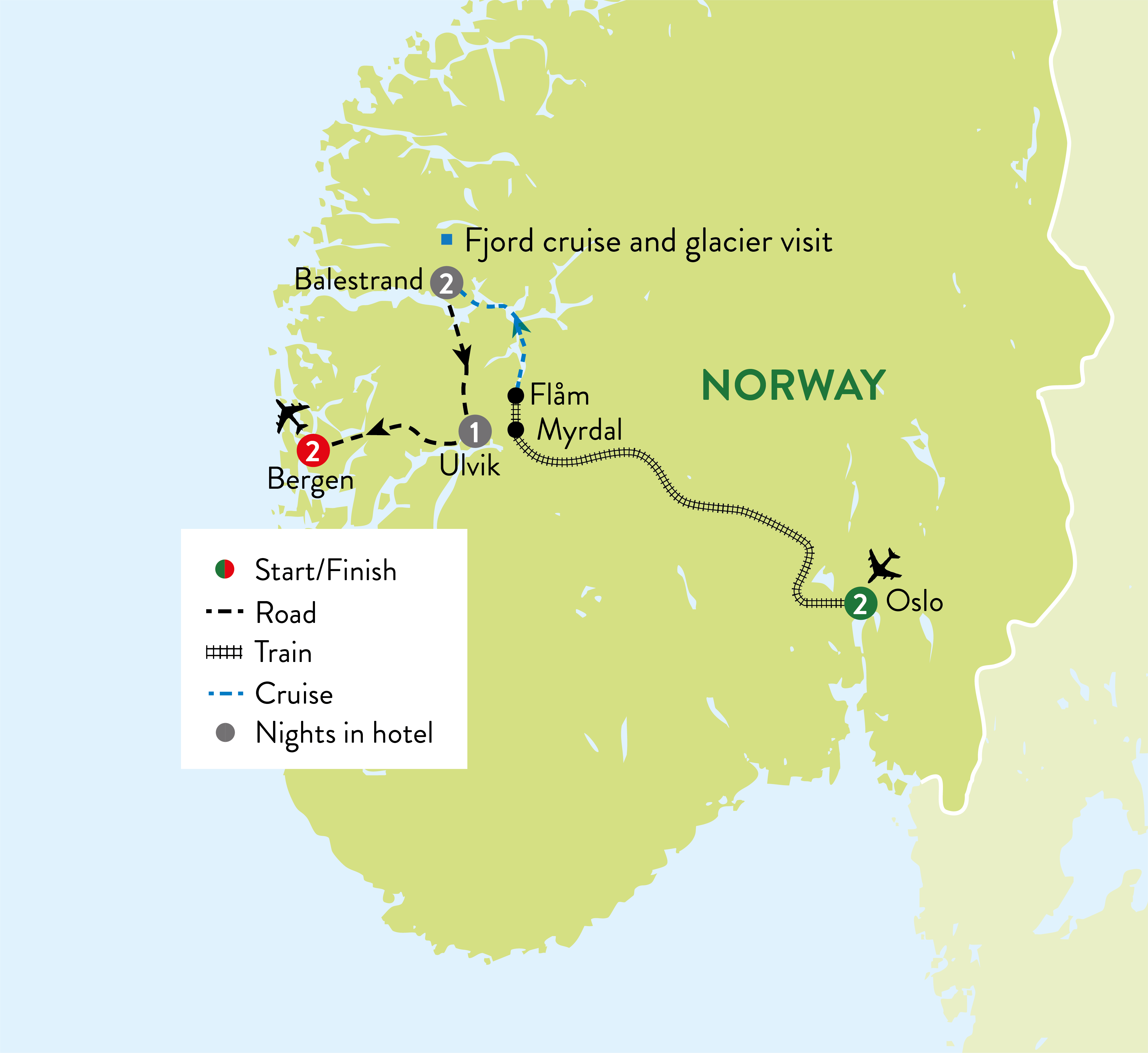 tourhub | Travelsphere | Norwegian Wonders - Cities, Fjords and Mountains | Tour Map
