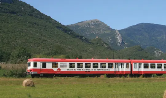 red train in Pyrenees 