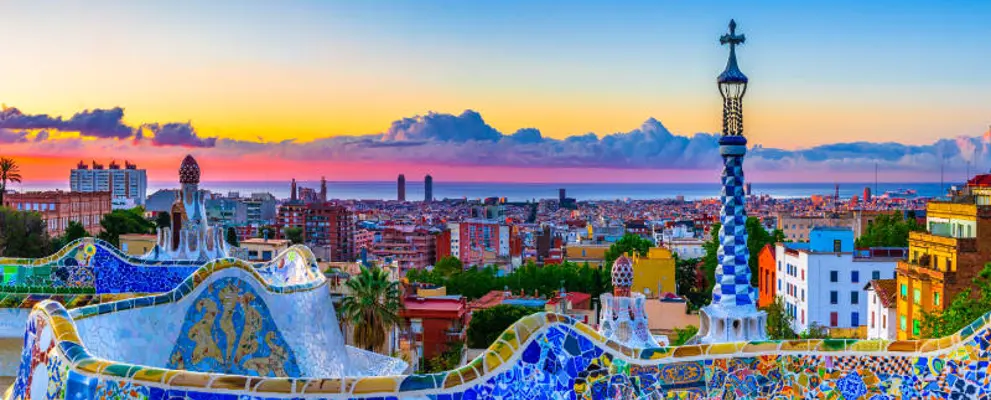 Famous Barcelona Buildings - panoramic view