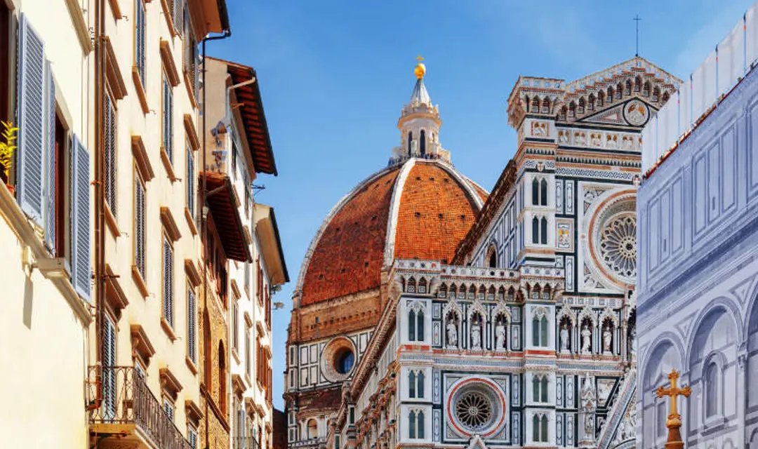 Intricate facades on buildings in Florence, Italy