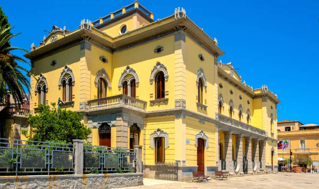 A traditional yellow building in Sardinia, Italy