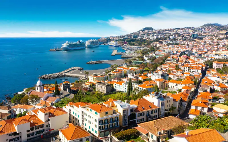 A view of Funchal and ships in the port
