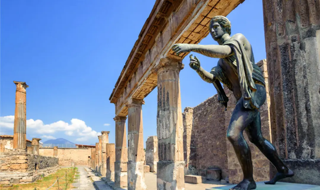 A statue among the ruins in Pompeii, Italy