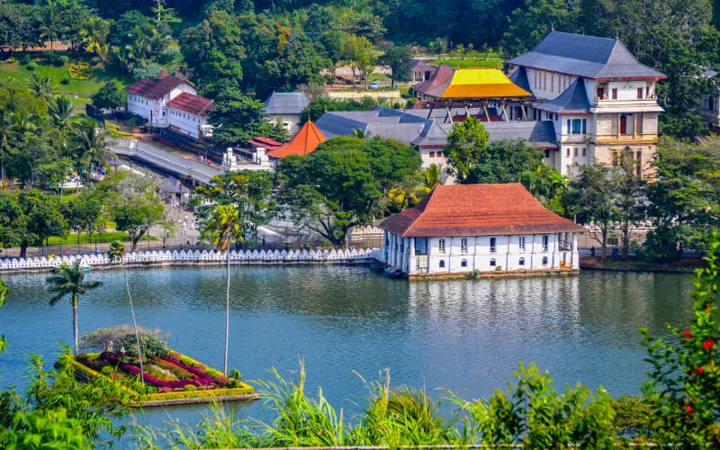 Temple of the Sacred Tooth Relic complex by Kandy Lake, Sri Lanka
