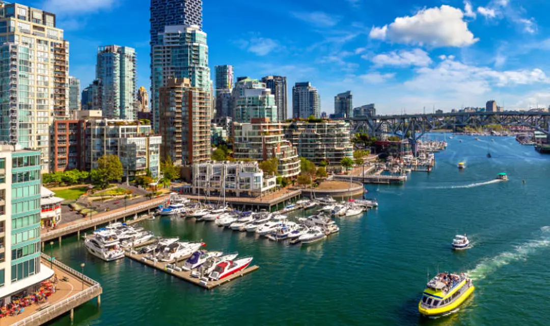 A panoramic view of the harbour in Vancouver