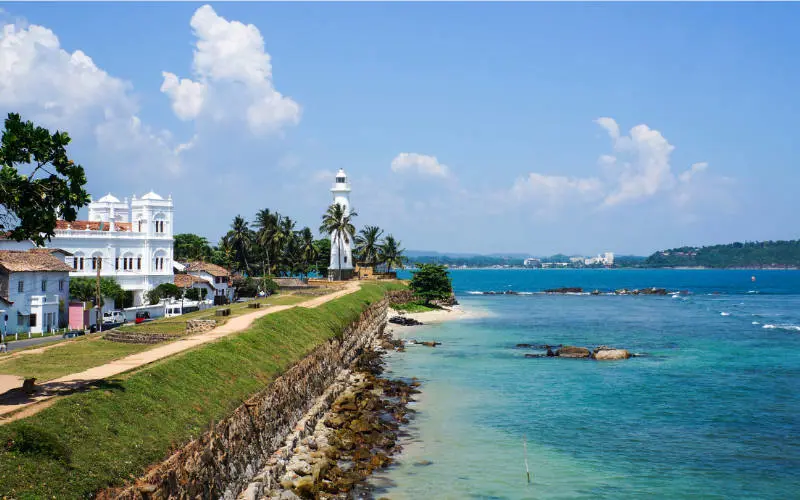 Galle Fort in Sri Lanka, overlooking the turquoise ocean
